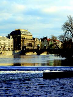 Prague opera: National Theatre, view of the Vltava river. What about the other Prague opera houses?